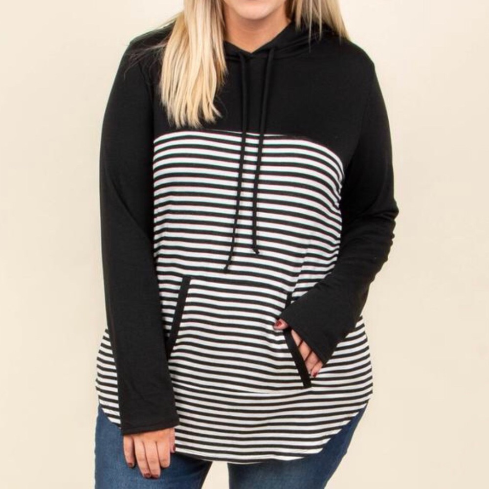 Black/White Striped Hoodie